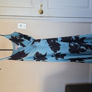 Anthropologie Floral Blue and Black Maxi Dress